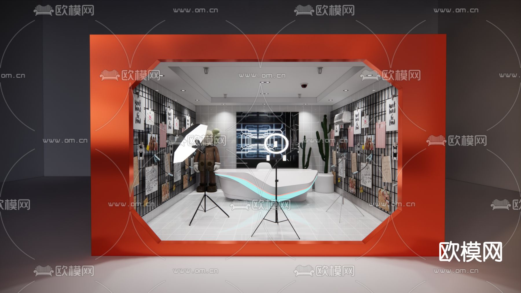 网红直播间su模型下载（渲染图2）