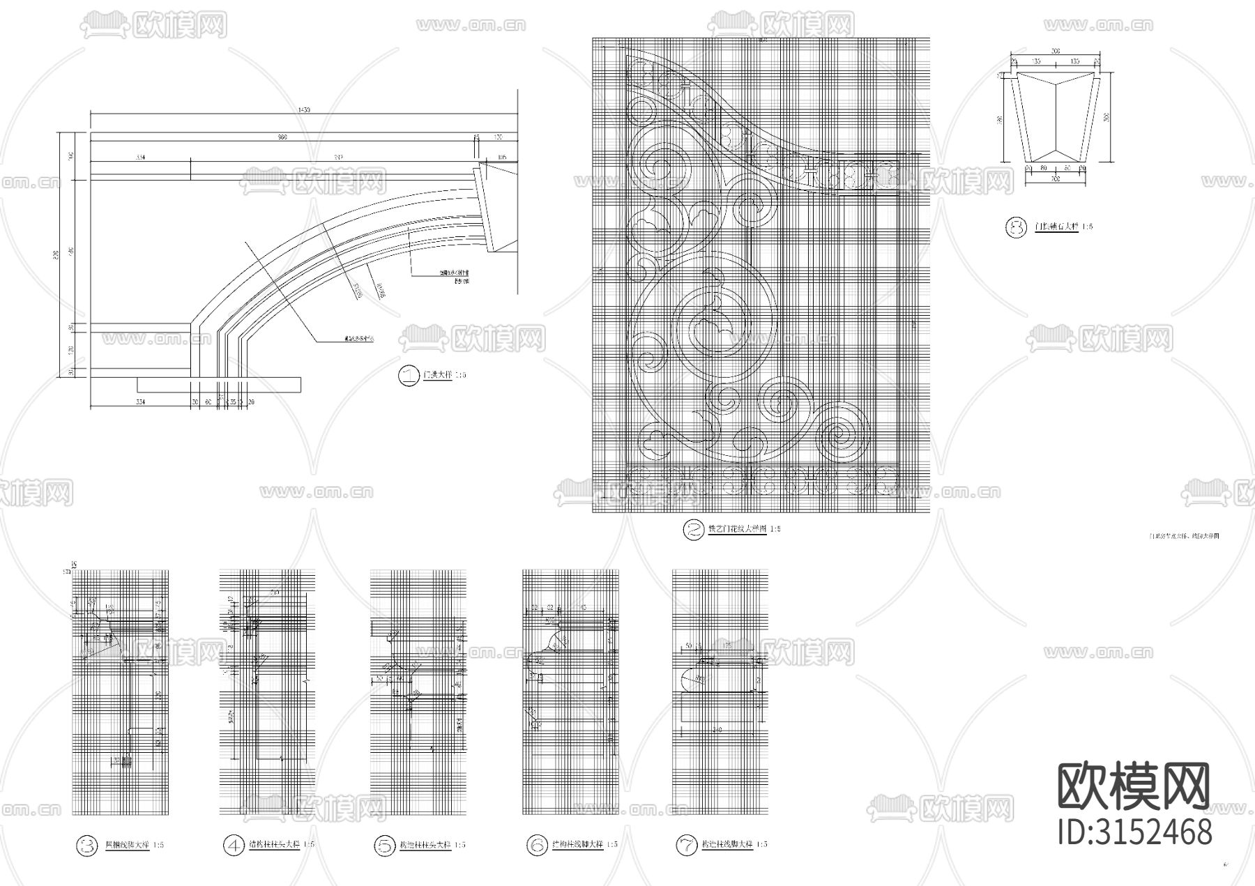 欧式小区景观门卫cad大样图下载（渲染图7）