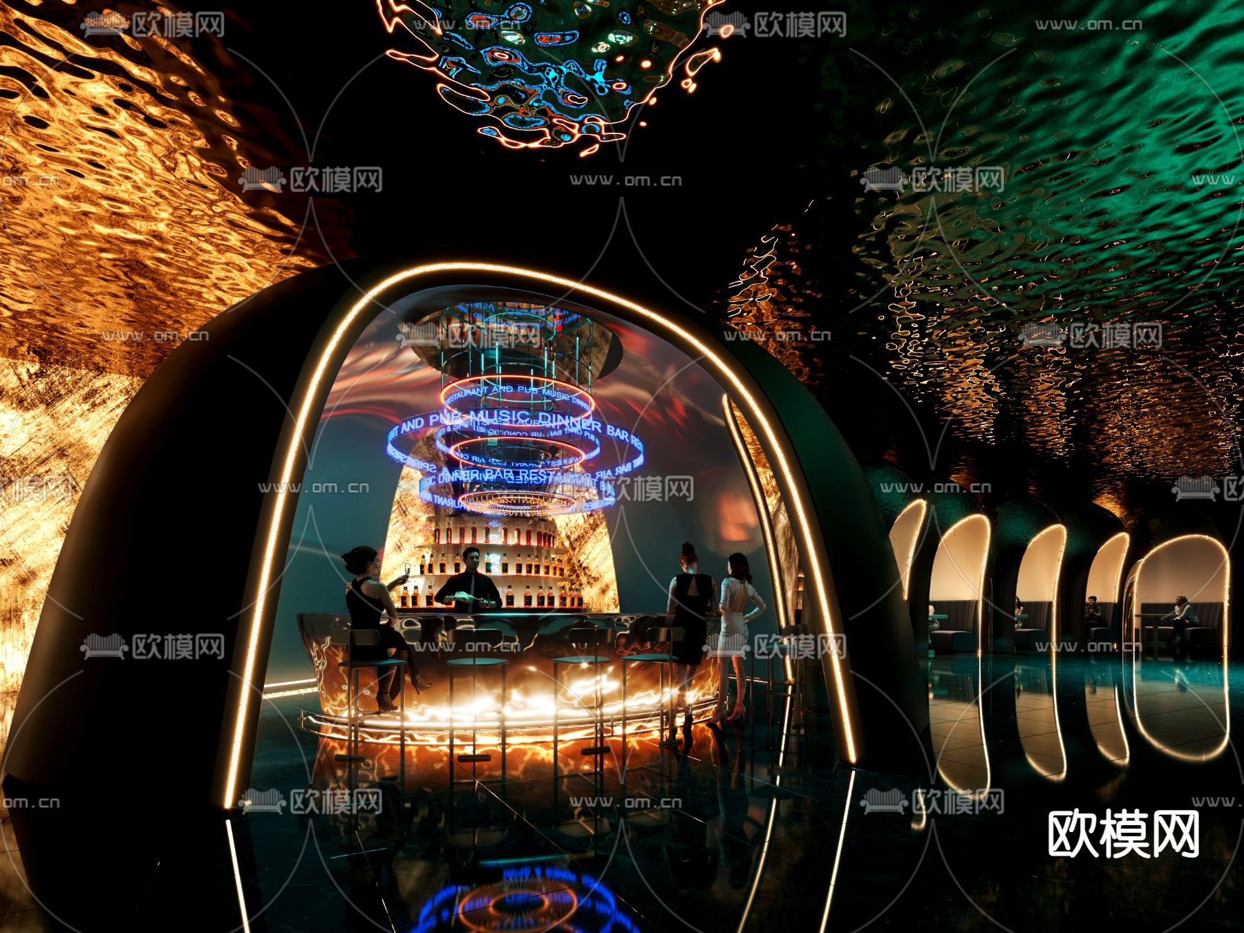 暗黑风酒吧 酒吧前台 水吧台   3d模型下载