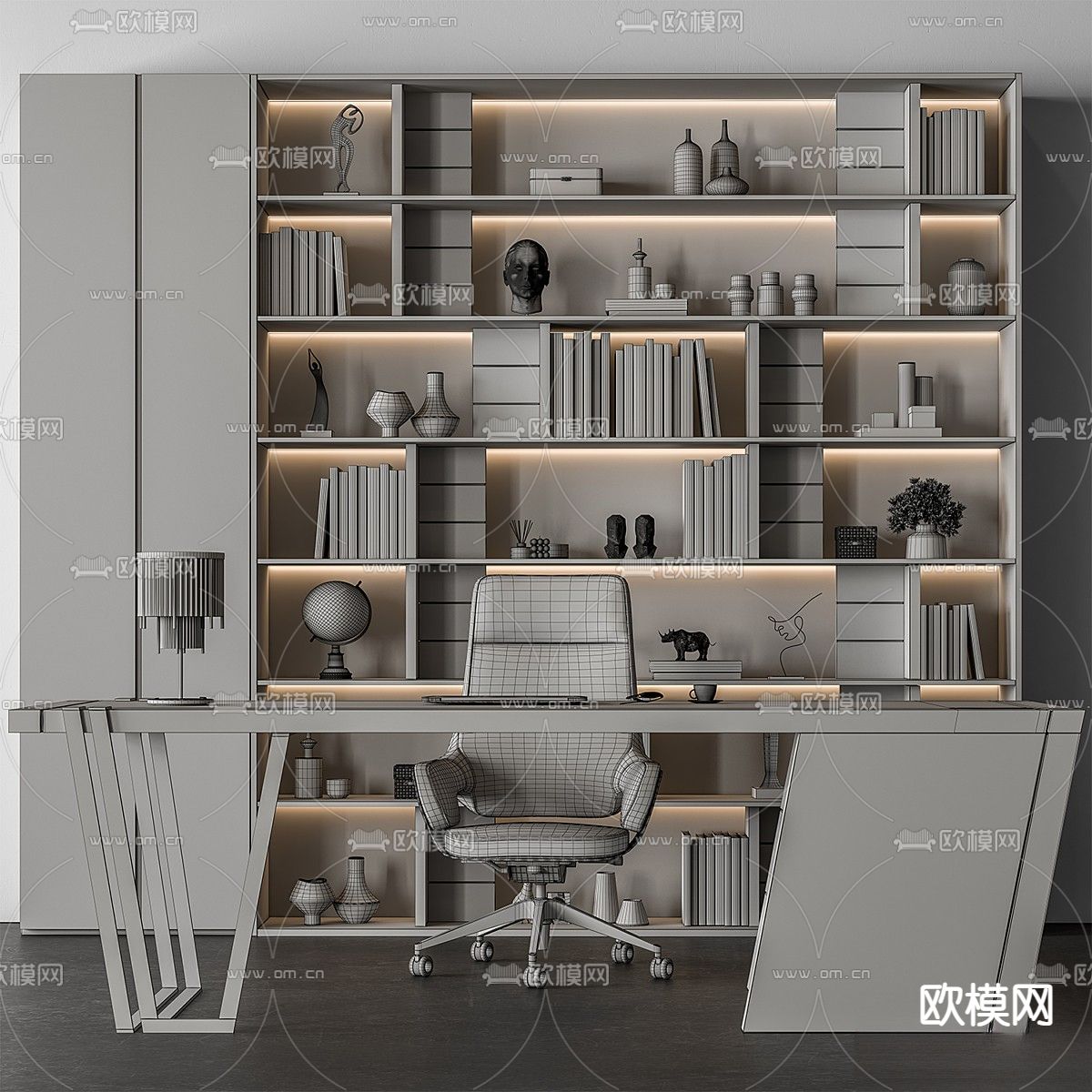 办公家具 班台桌3d模型下载（渲染图4）