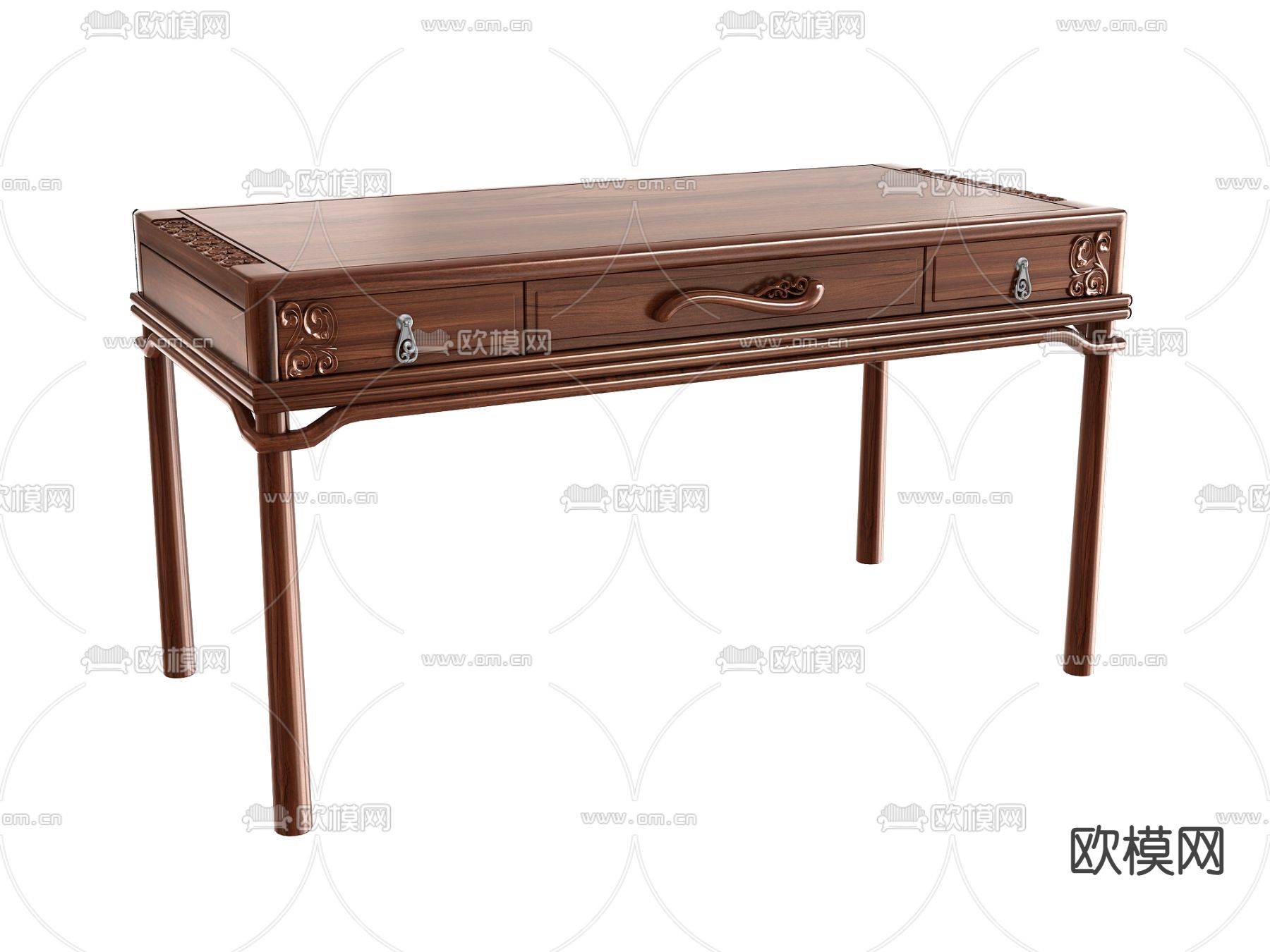 中式书桌3d模型下载