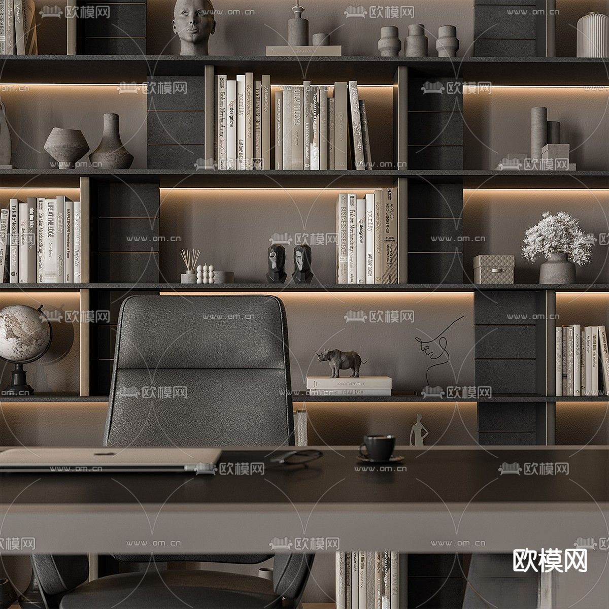 办公家具 班台桌3d模型下载（渲染图3）