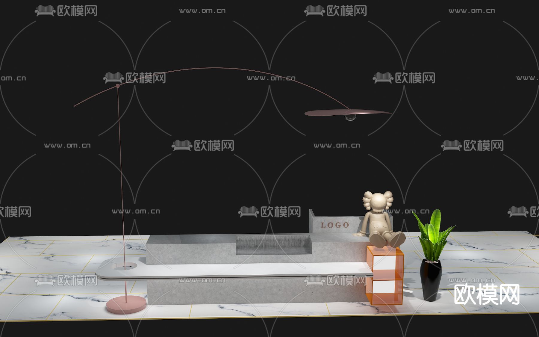 现代引导台 流水台3d模型下载