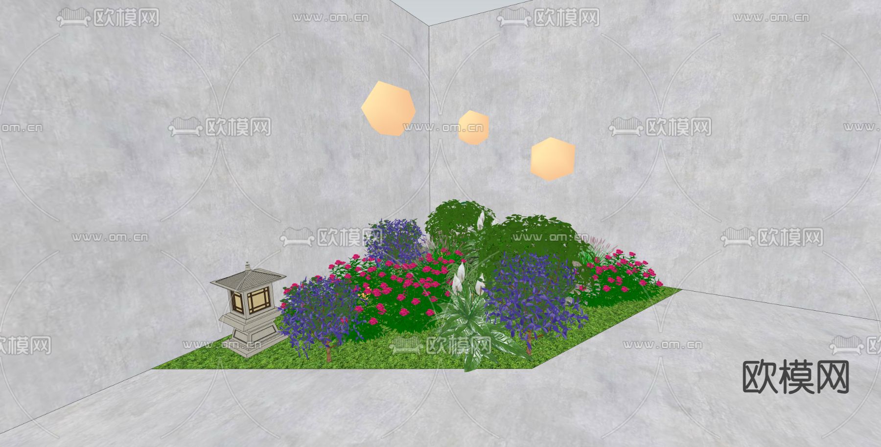 花坛 花草 花槽su模型下载（渲染图2）