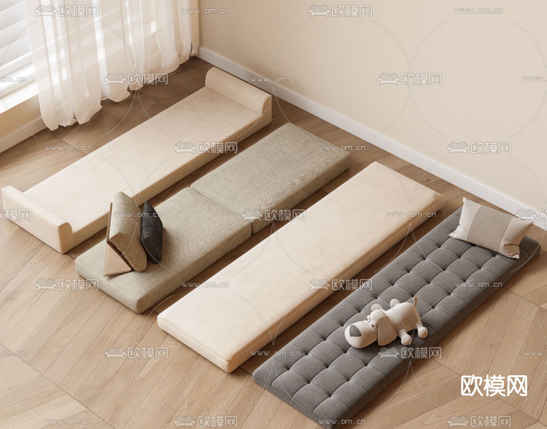 现代飘窗垫 坐垫3d模型下载