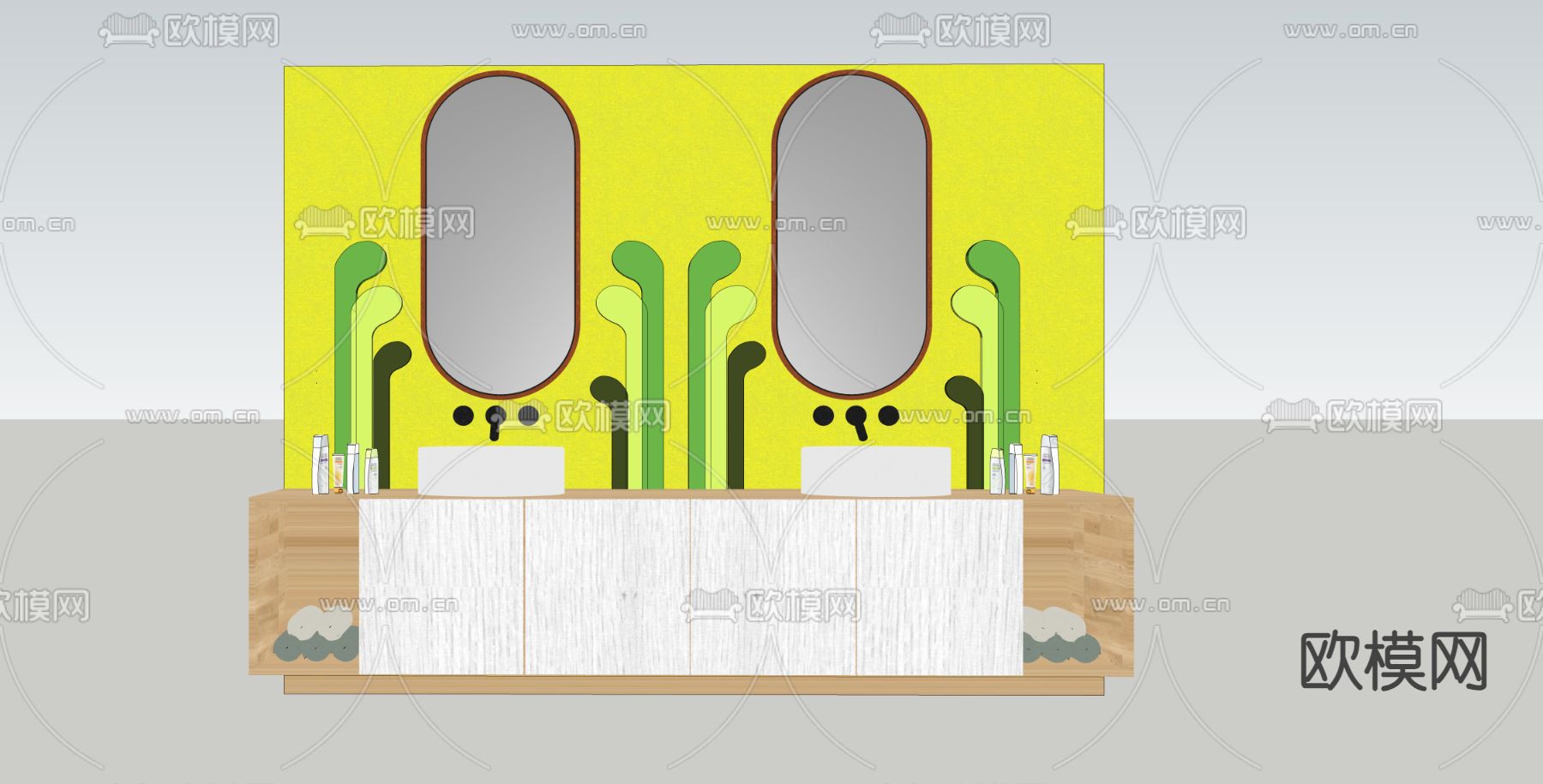儿童洗手池 双盆su模型下载（渲染图2）