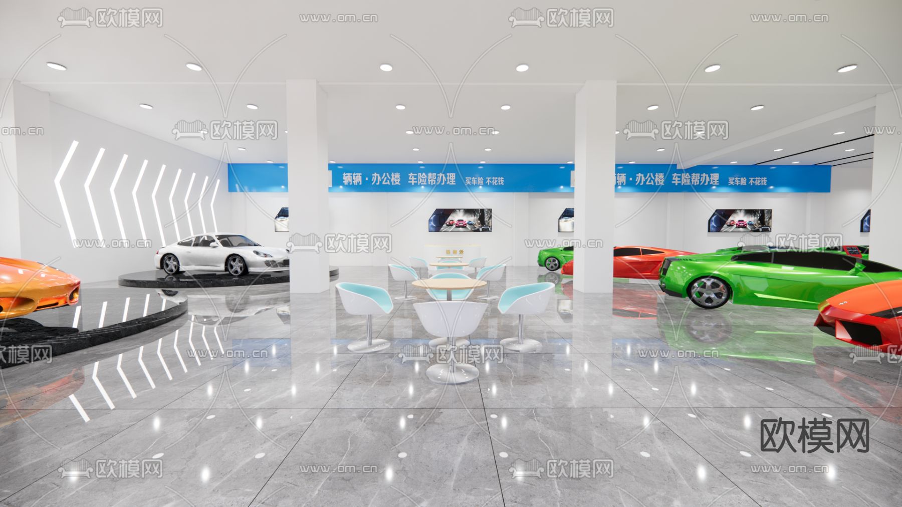 汽车展厅su模型下载（渲染图2）