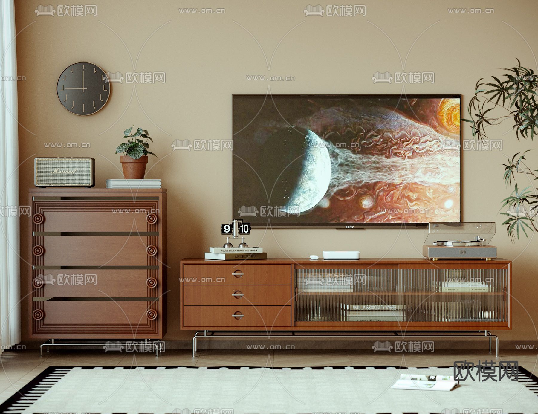 中古风电视柜3d模型下载