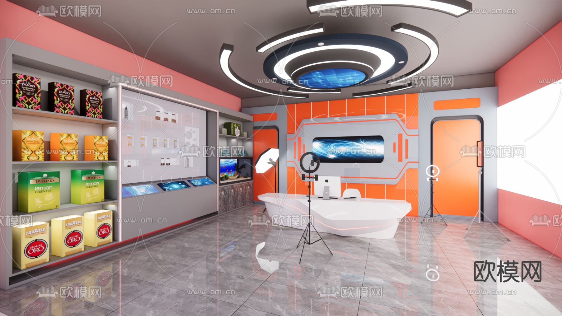 网红直播间 直播带货su模型下载（渲染图2）