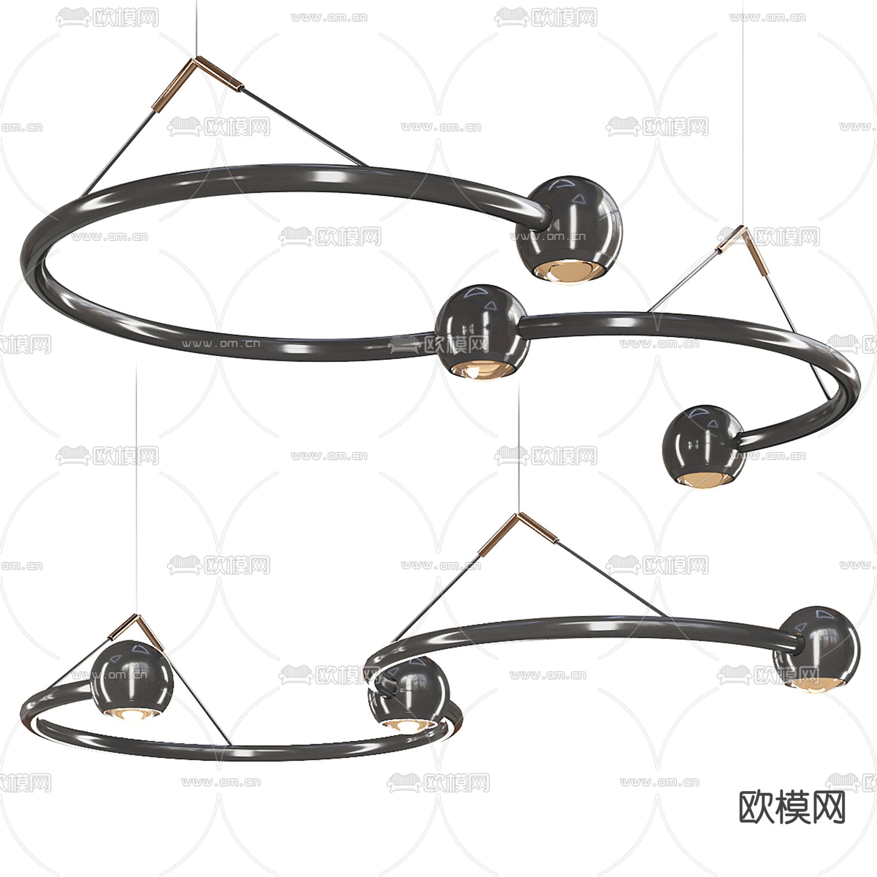 现代吊灯 创意吊灯 金属吊灯3d模型下载（渲染图1）