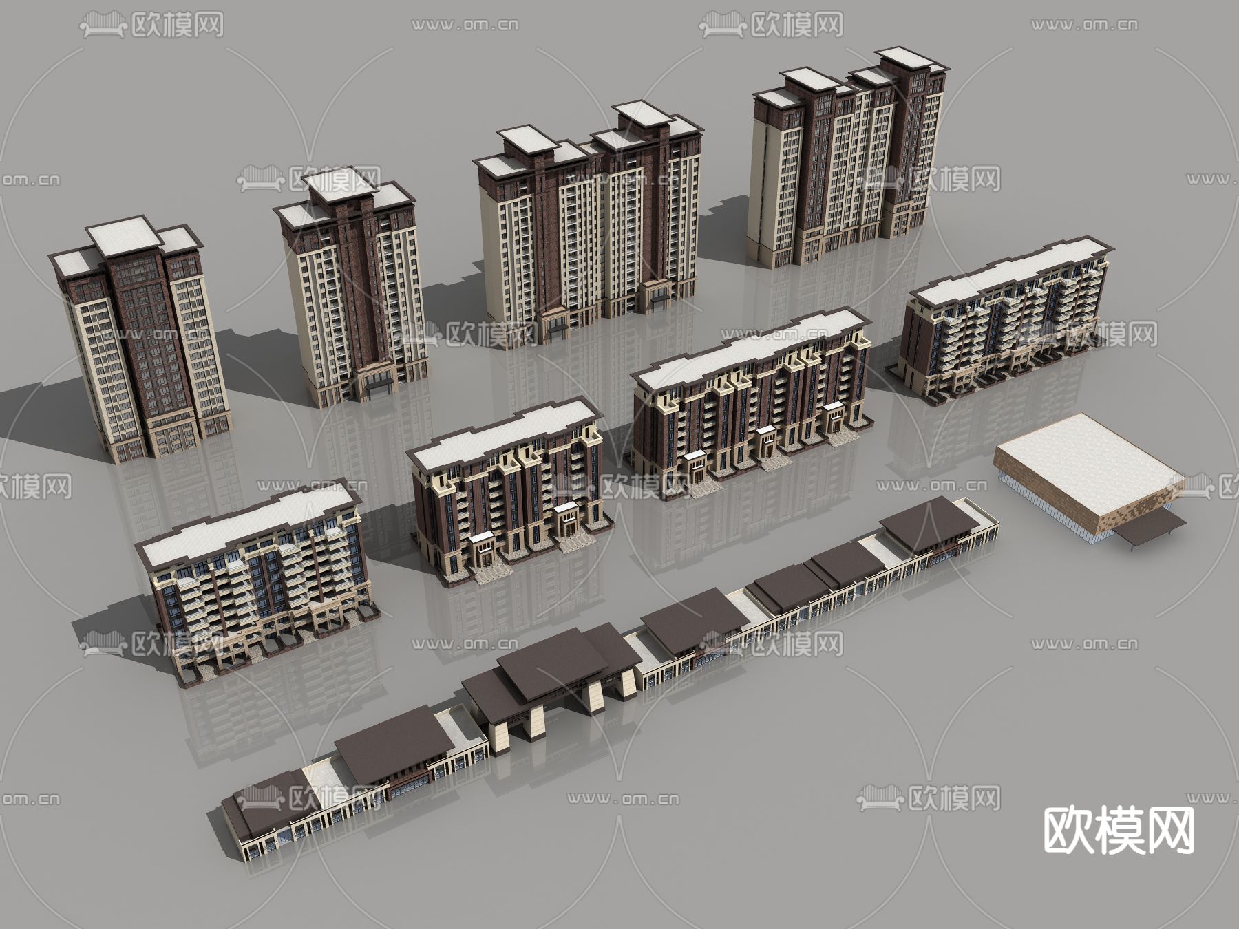 住宅楼构件 单元楼3d模型下载