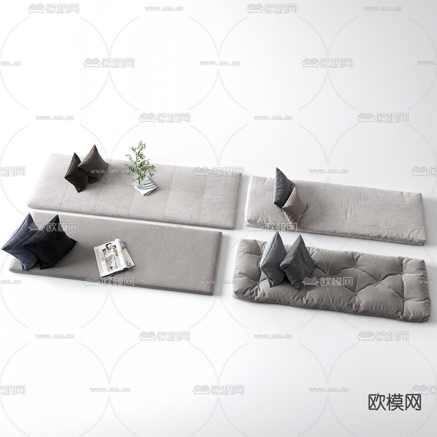 飘窗垫 抱枕 坐垫3d模型下载