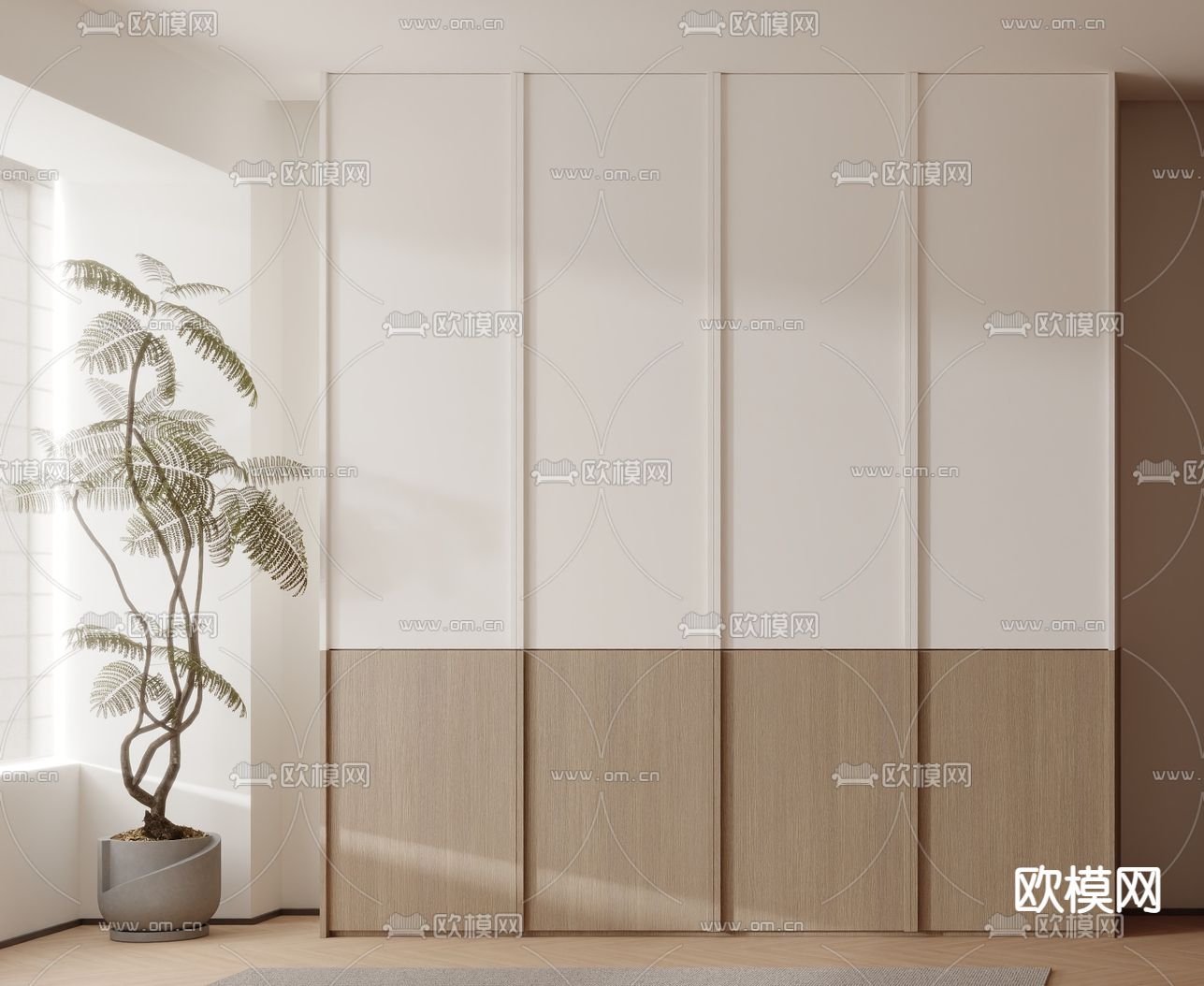 侘寂原木衣柜 衣橱3d模型下载（渲染图3）