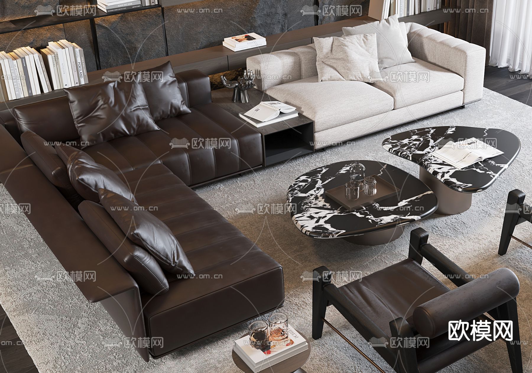 Minotti 现代沙发3d模型下载（渲染图2）