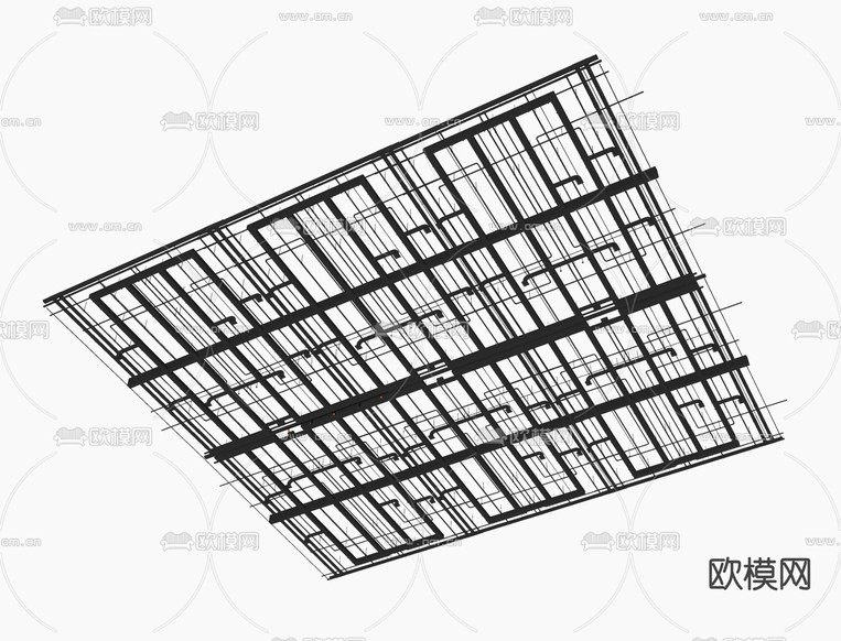 工业风管道吊顶su模型下载(渲染图1)