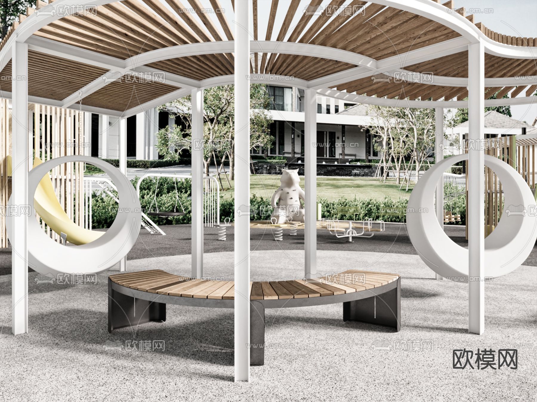 现代儿童公园 游乐设施3d模型下载