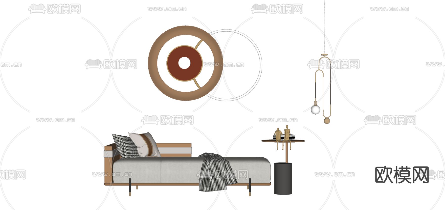 现代贵妃椅su模型下载（渲染图1）