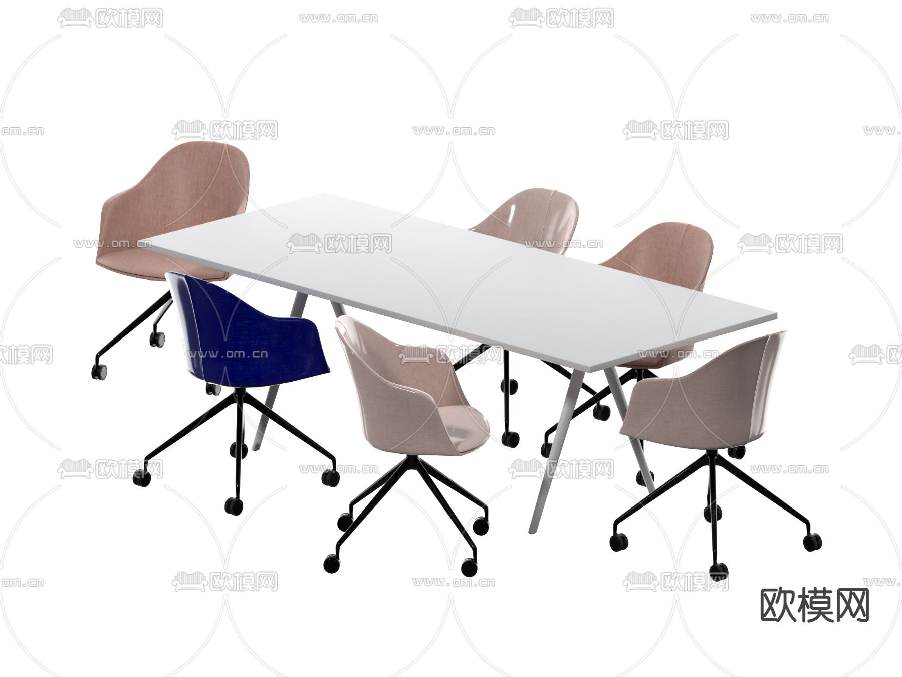 现代桌台 办公桌椅3d模型下载