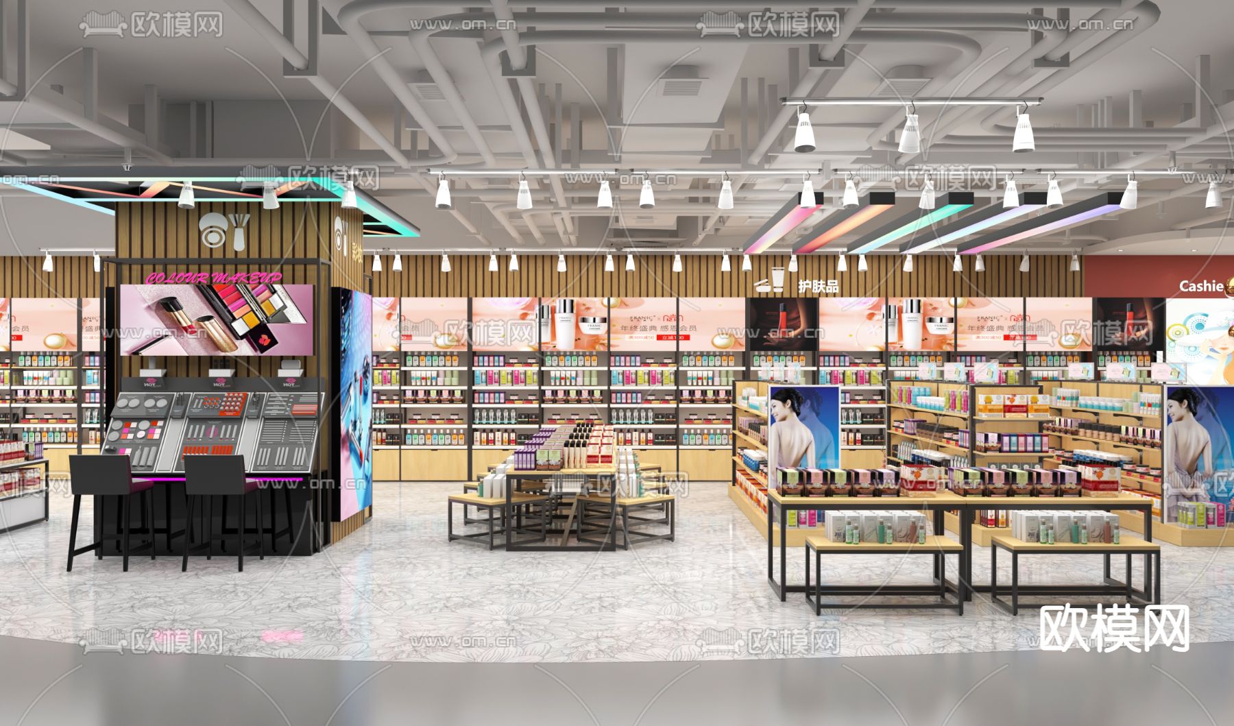 现代化妆品店  彩妆店3d模型下载（渲染图2）