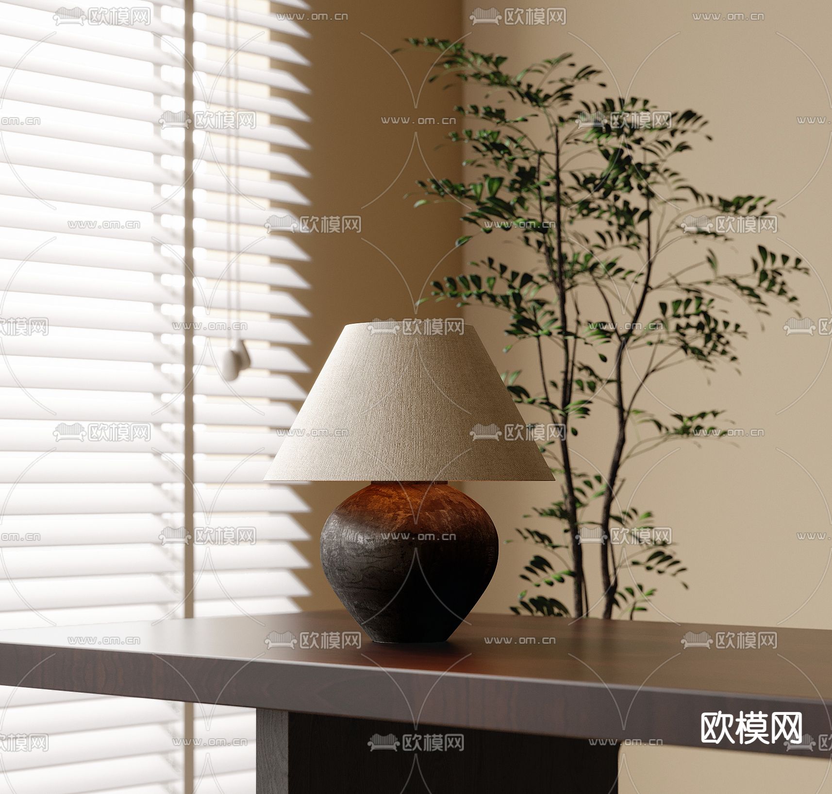 现代台灯su模型下载（渲染图2）