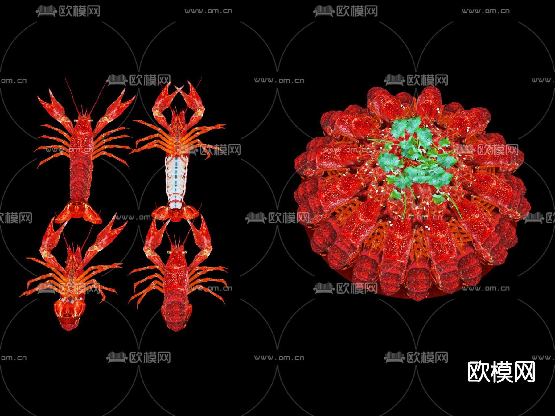 美食 麻辣小龙虾 十三香小龙虾3d模型下载（渲染图1）