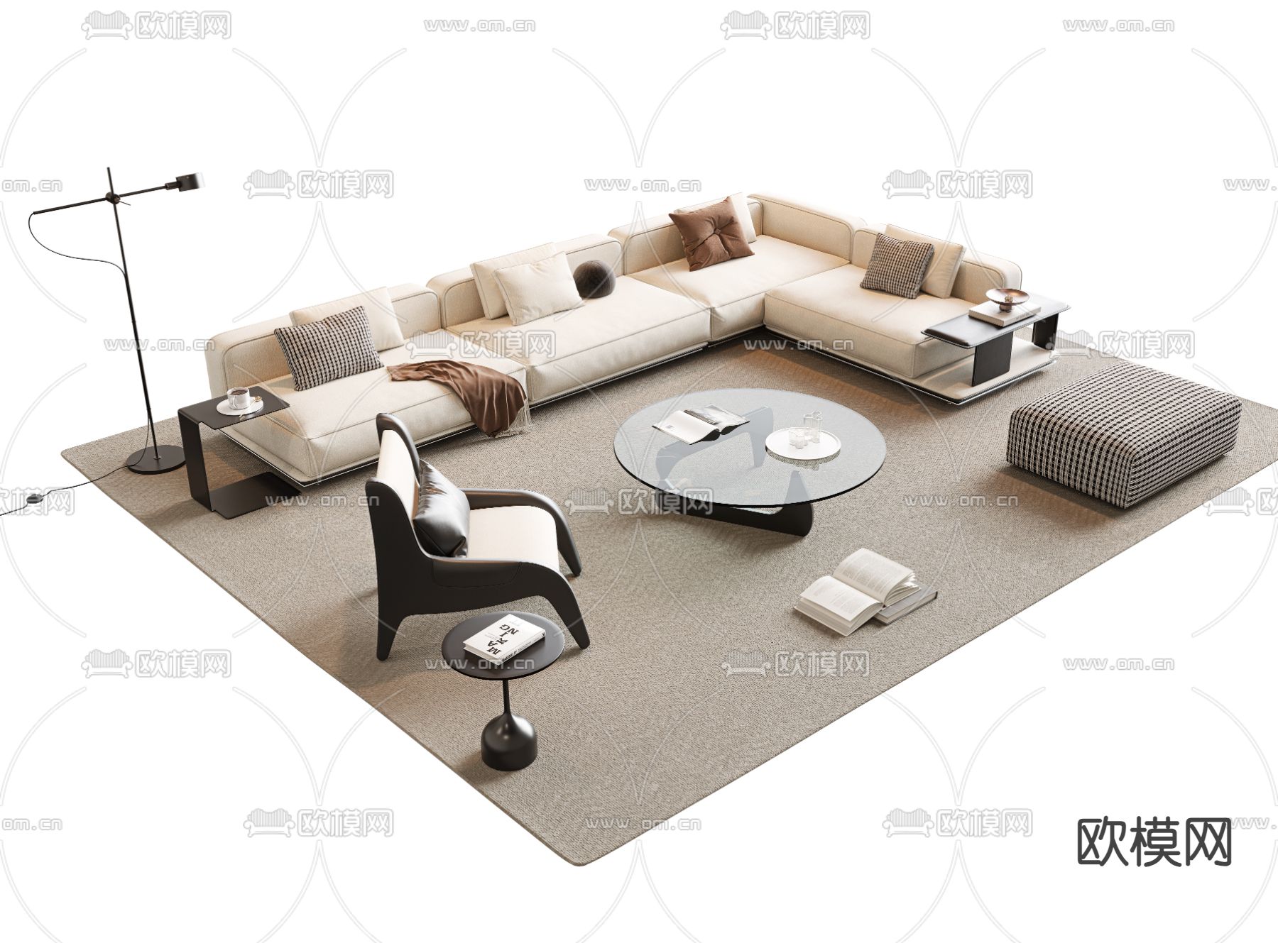 组合沙发 转角沙发3d模型下载