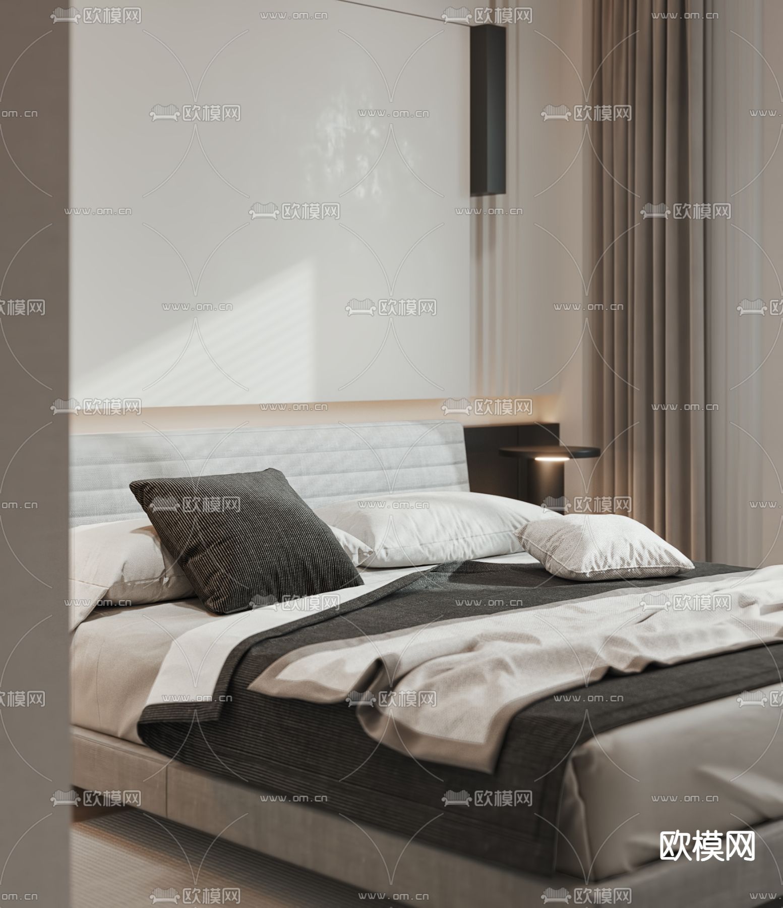 现代卧室 主卧 主人房3d模型下载（渲染图3）