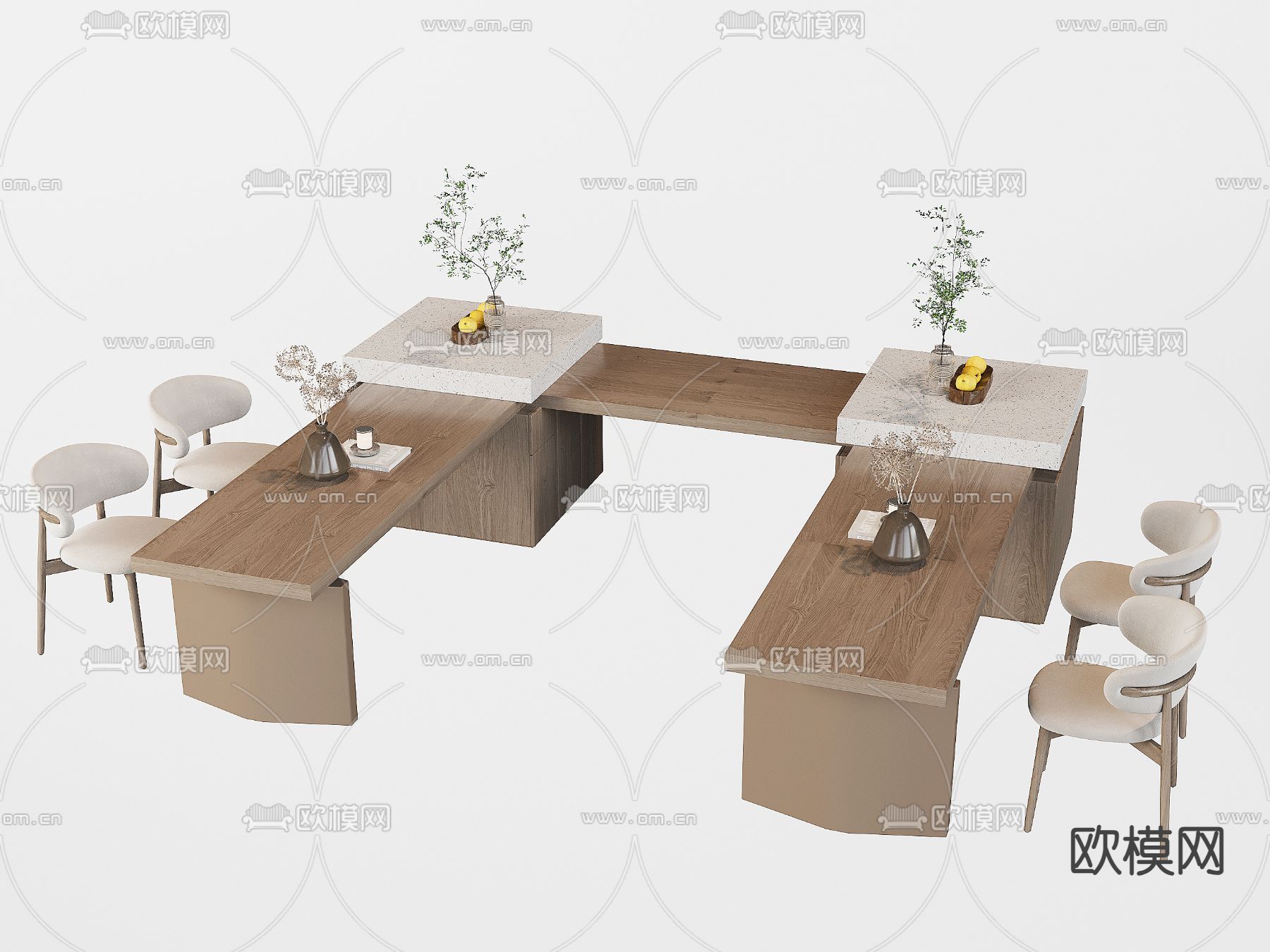 中岛餐桌椅3d模型下载
