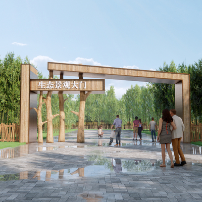 现代景区入口大门su模型