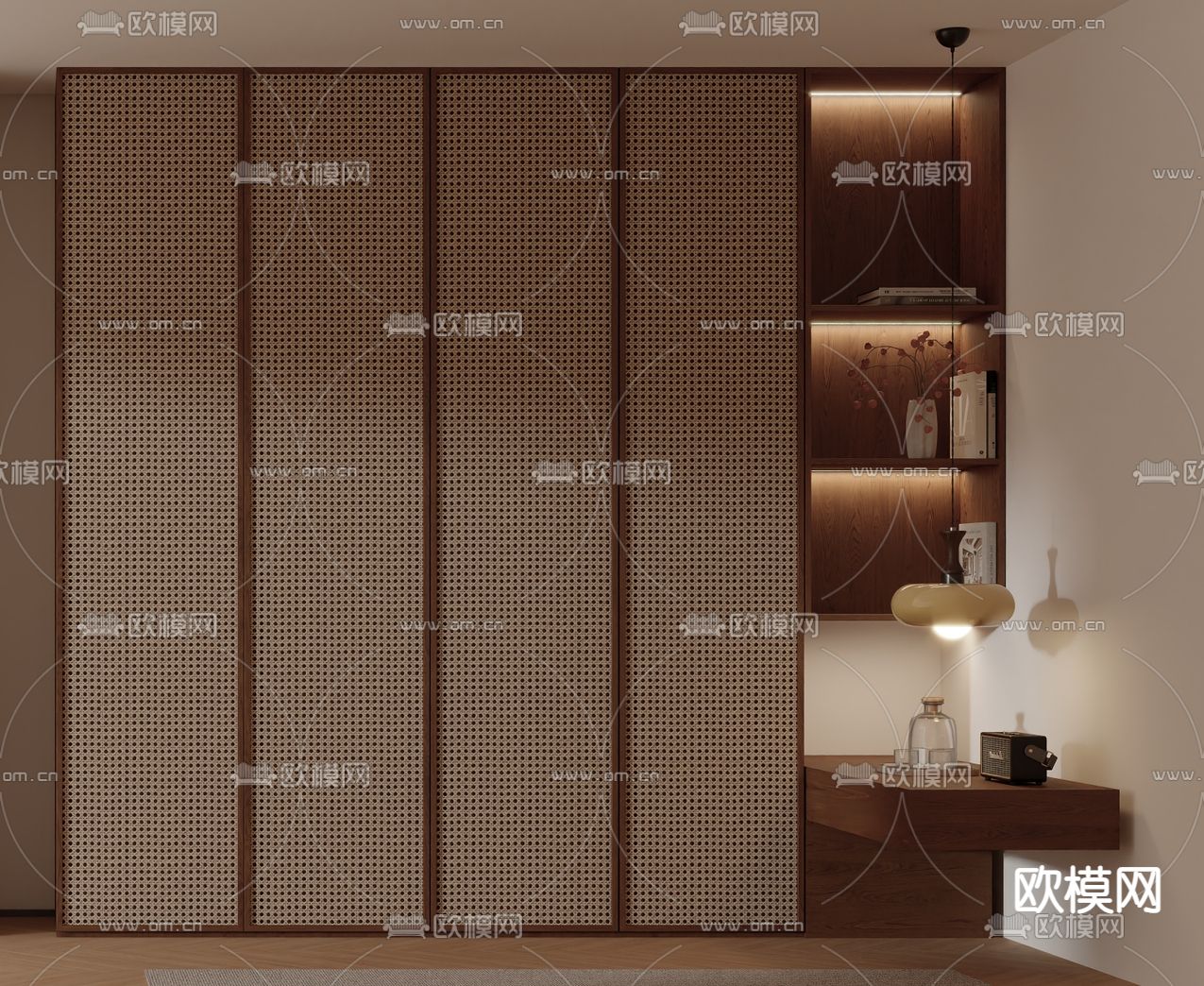 侘寂原木衣柜 衣橱3d模型下载（渲染图2）