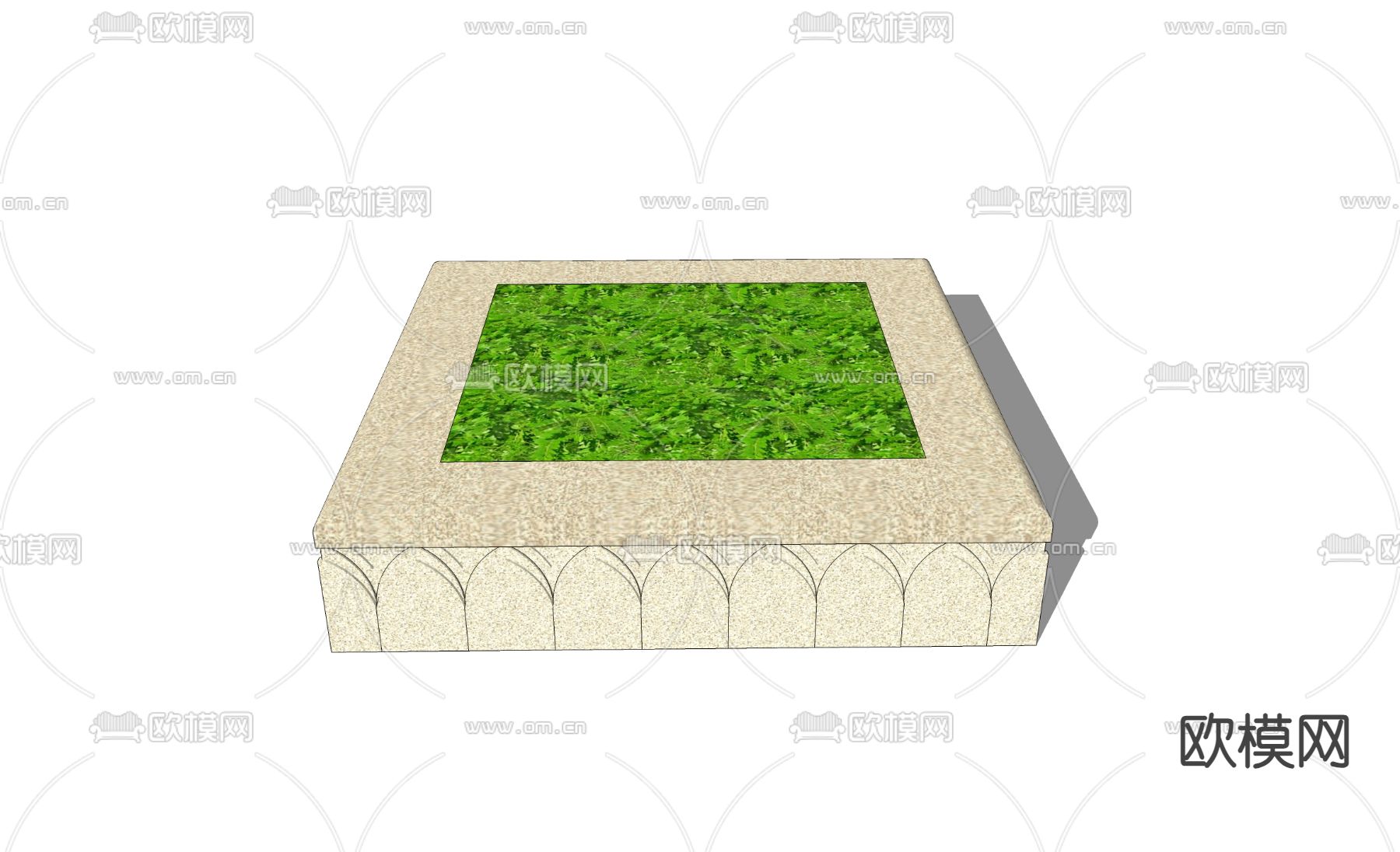 方形树池su模型下载（渲染图1）
