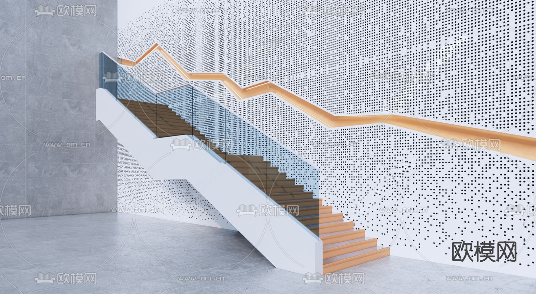 现代扶手楼梯3d模型下载