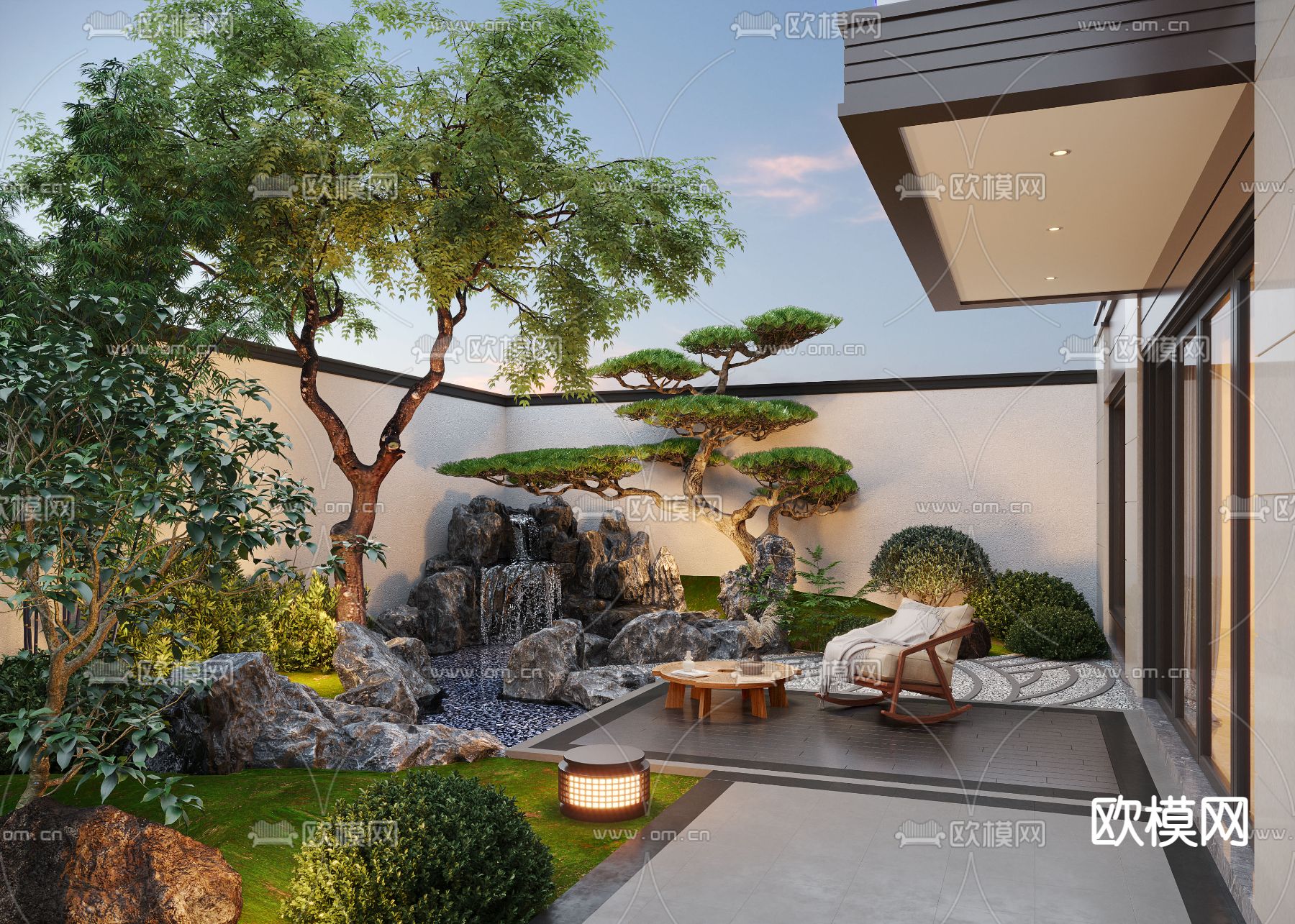 别墅庭院 庭院水景 庭院景观 花园3d模型下载