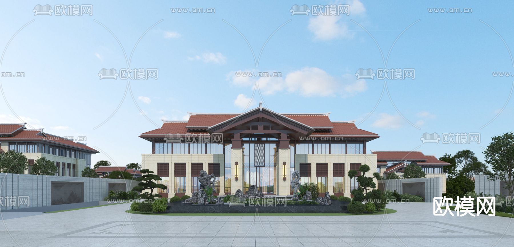 简欧多层办公楼3d模型下载