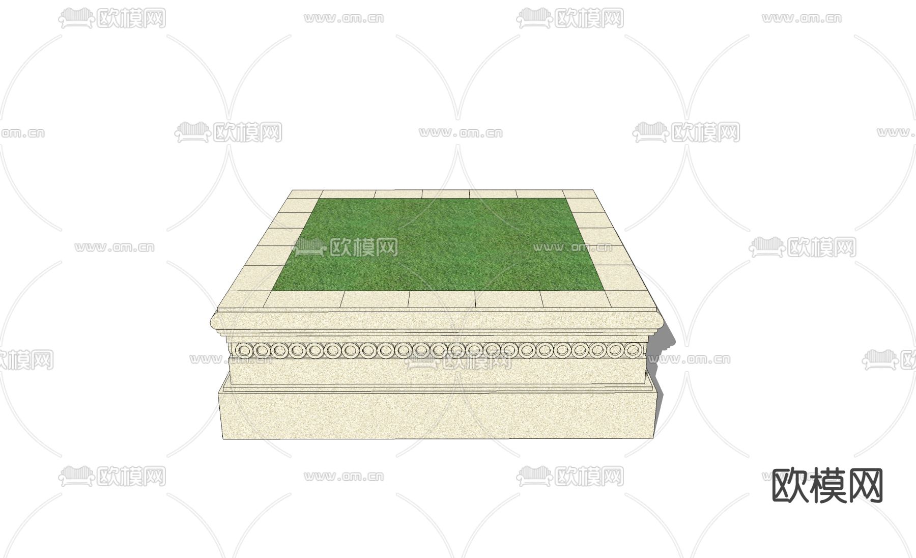 方形树池su模型下载（渲染图2）