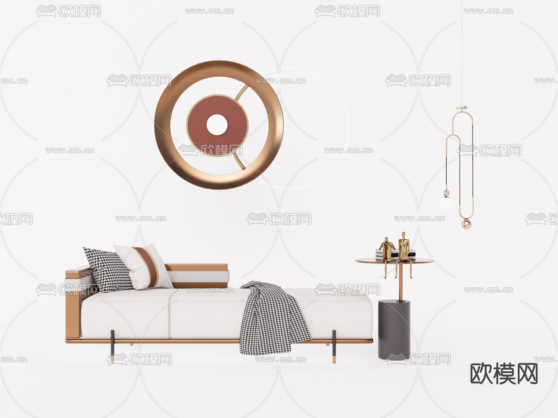 现代贵妃椅su模型下载（渲染图2）