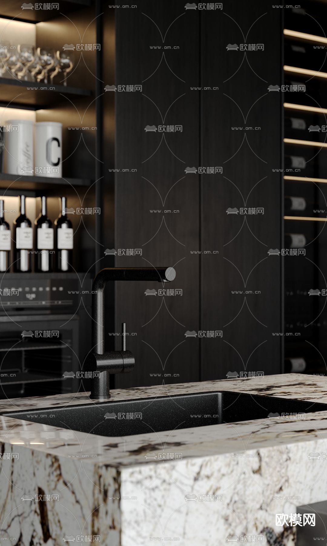 现代家居酒吧台su模型下载（渲染图3）