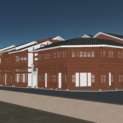  古建筑 古街道古庙su模型 