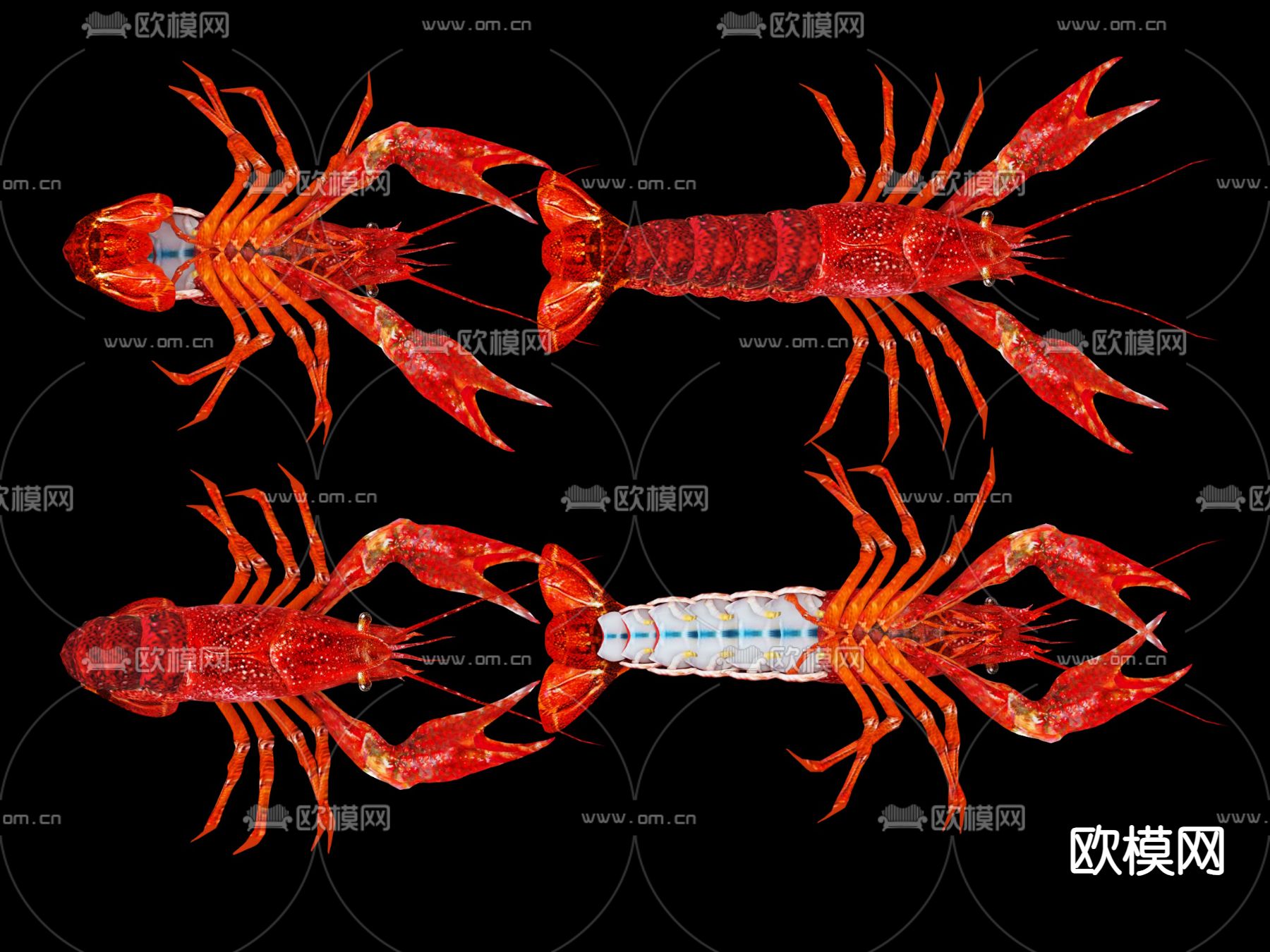 美食 麻辣小龙虾 十三香小龙虾3d模型下载（渲染图2）