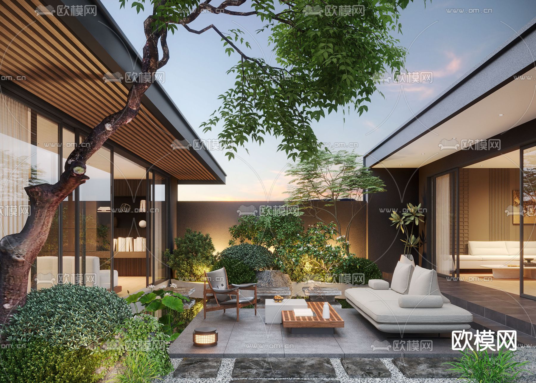 现代居家庭院 庭院景观3d模型下载