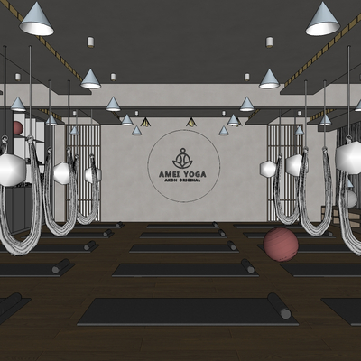  瑜伽教室su模型 