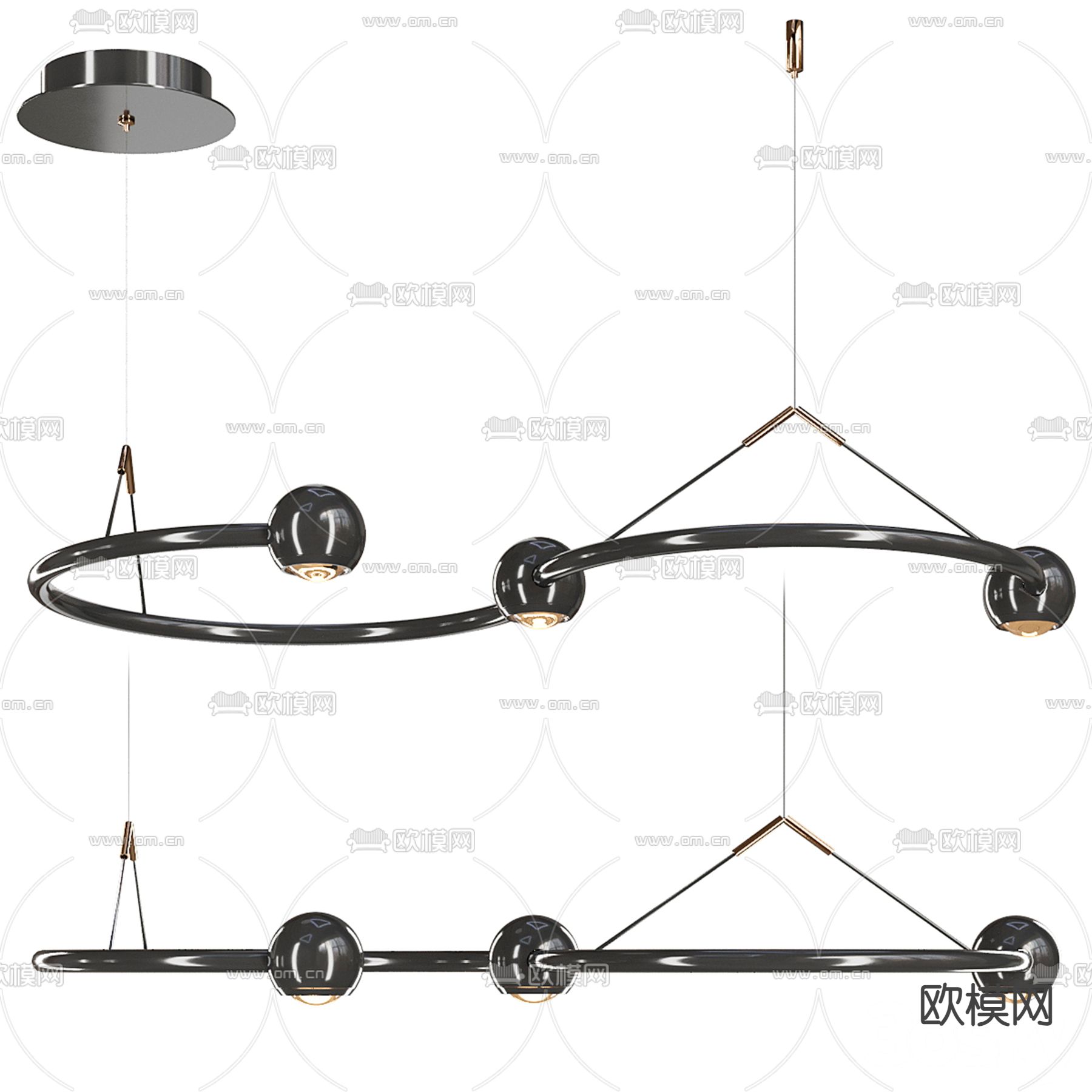 现代吊灯 创意吊灯 金属吊灯3d模型下载（渲染图2）