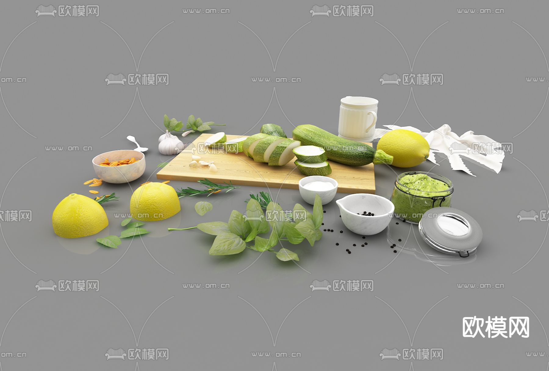 厨房桌面摆件 水果蔬菜3d模型下载