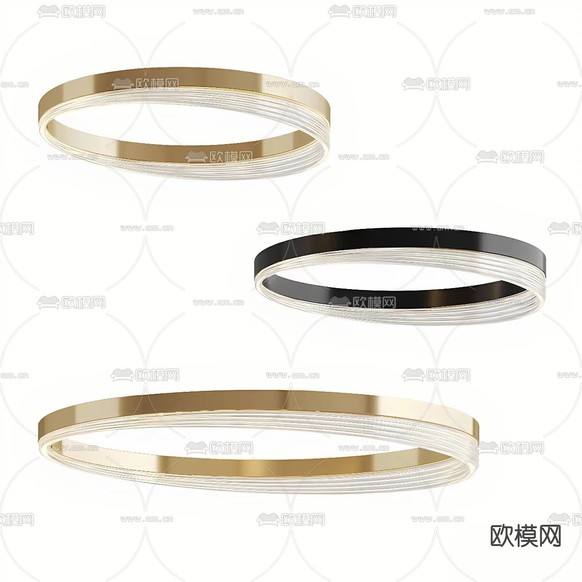 简约吸顶灯 圆环吸顶灯3d模型下载(渲染图1)