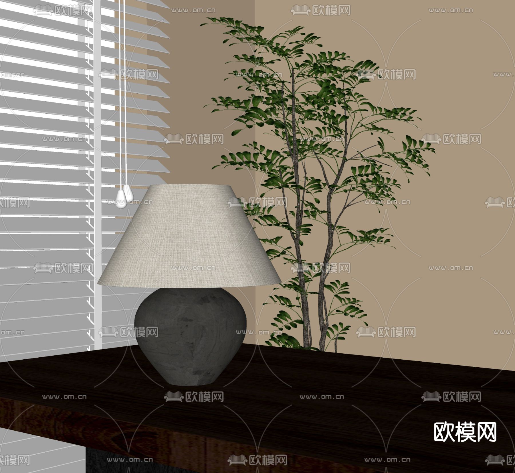 现代台灯su模型下载（渲染图1）