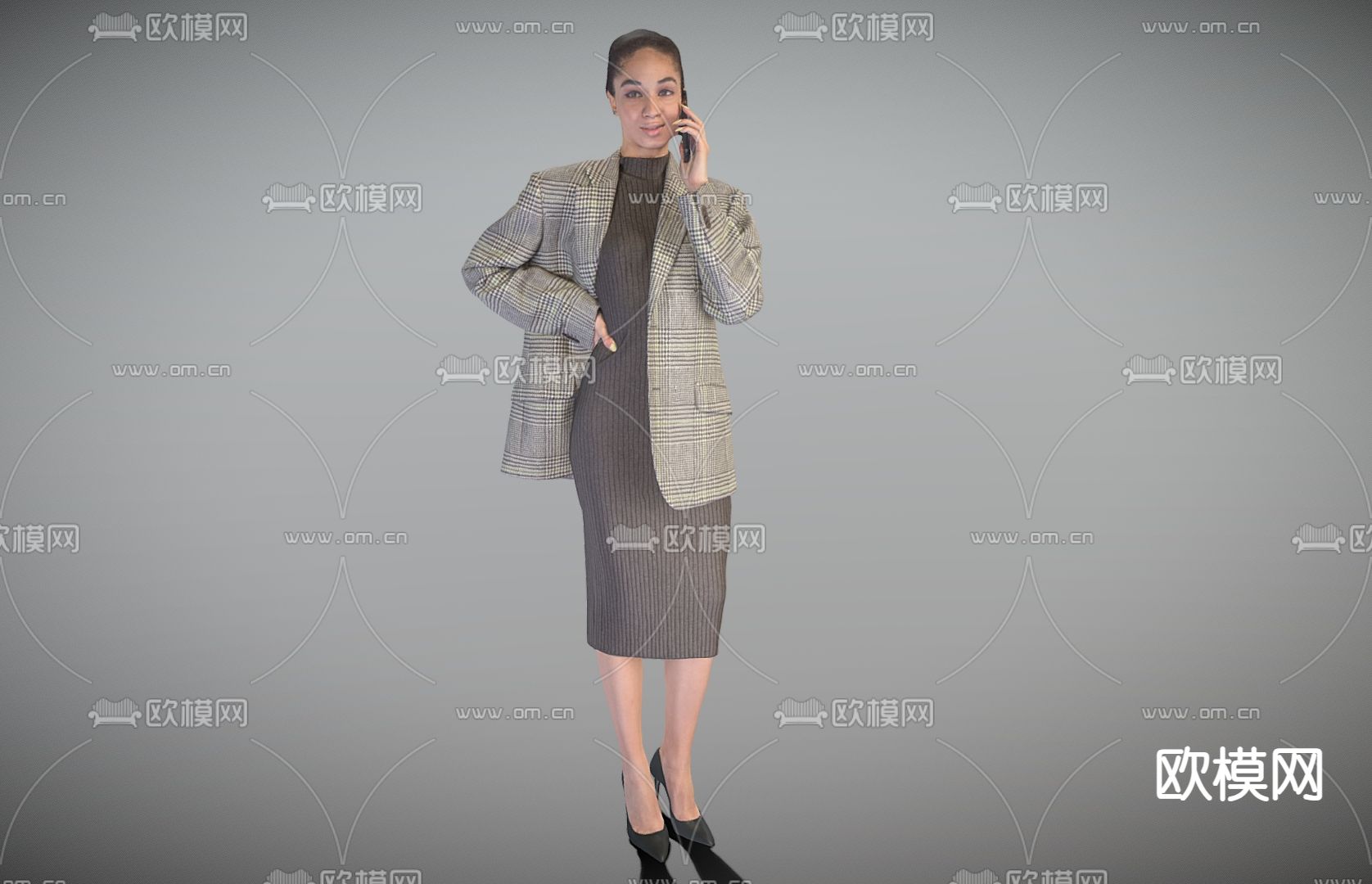 人物 商务女士 站姿女士3d模型下载（渲染图1）