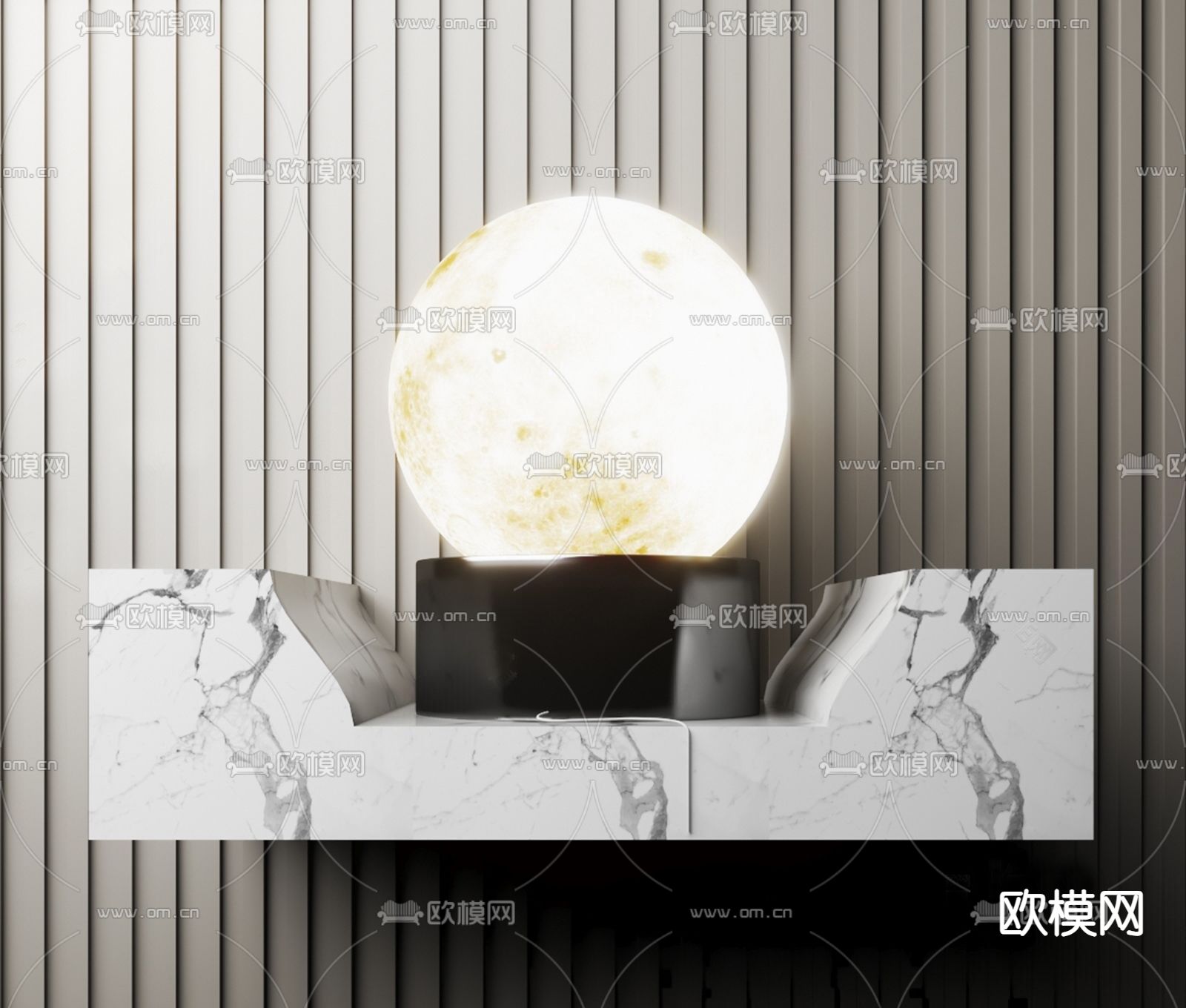 现代台灯 装饰灯 月球台灯3d模型下载
