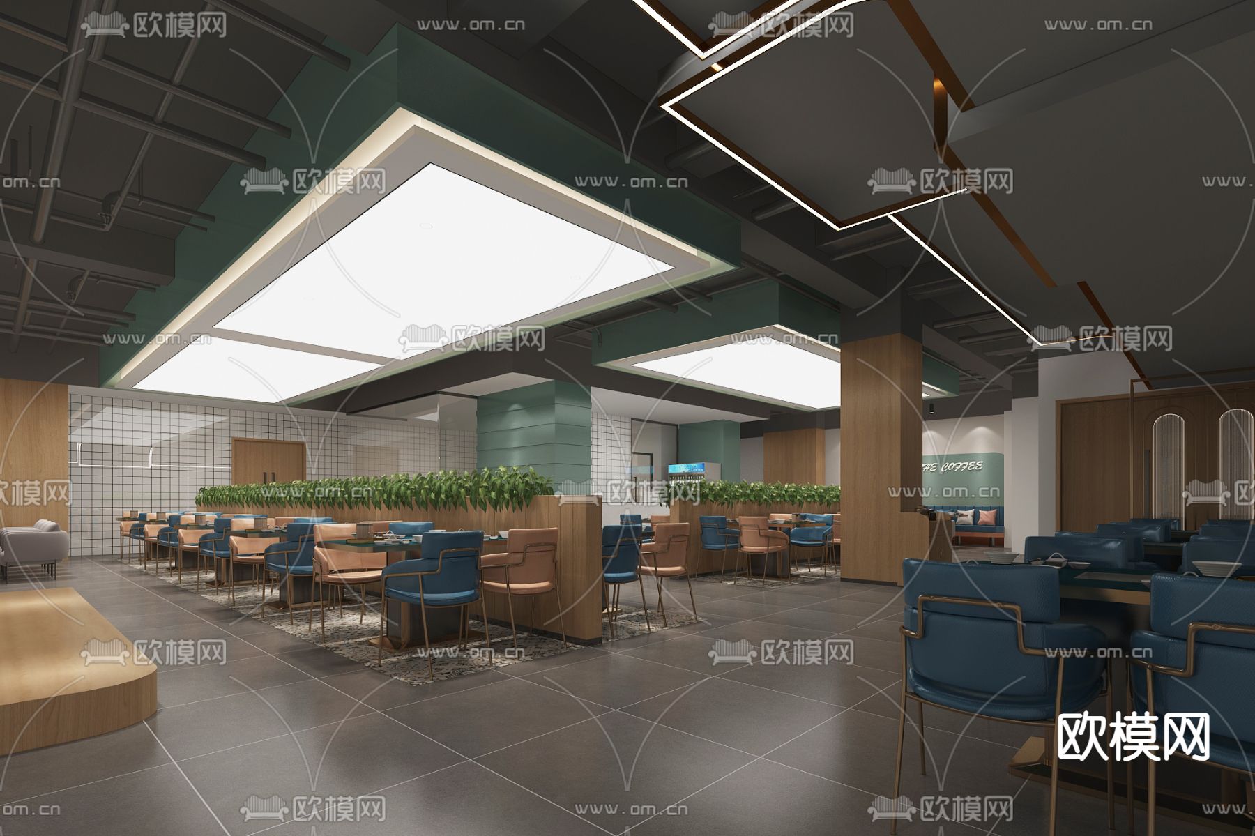 现代餐厅 火锅店3d模型下载（渲染图1）