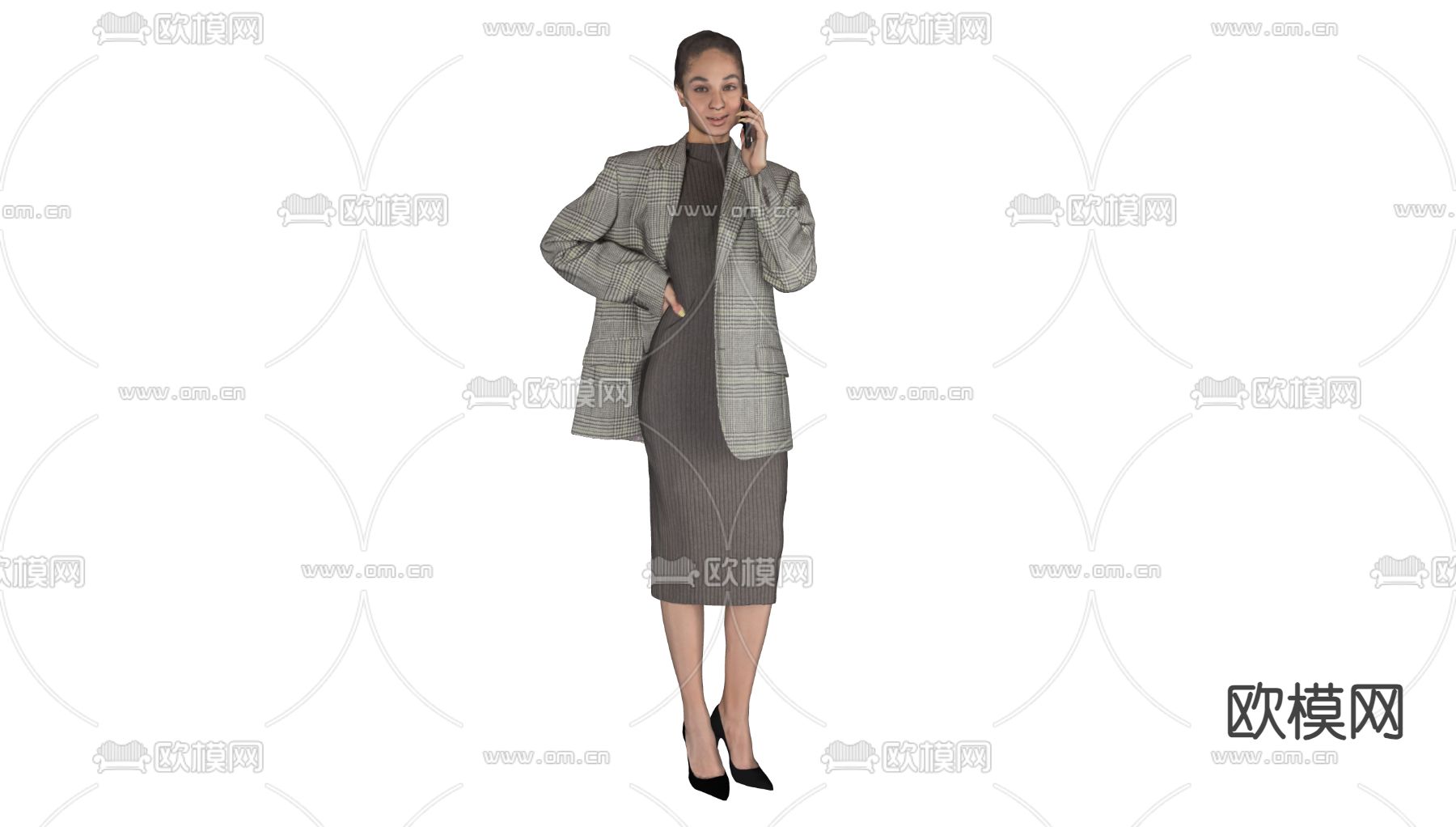 人物 商务女士 站姿女士3d模型下载（渲染图3）
