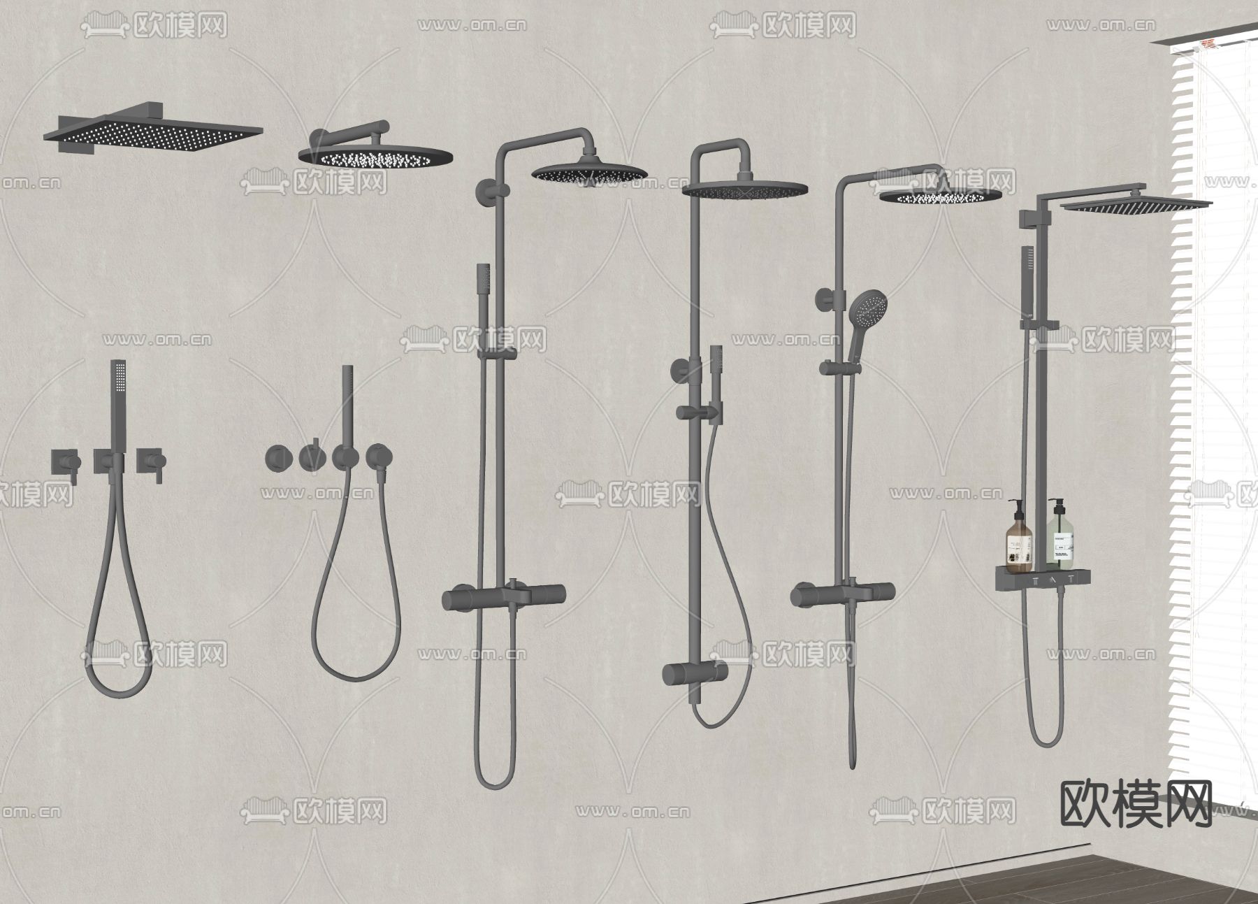 内嵌式花洒 喷头su模型下载（渲染图2）